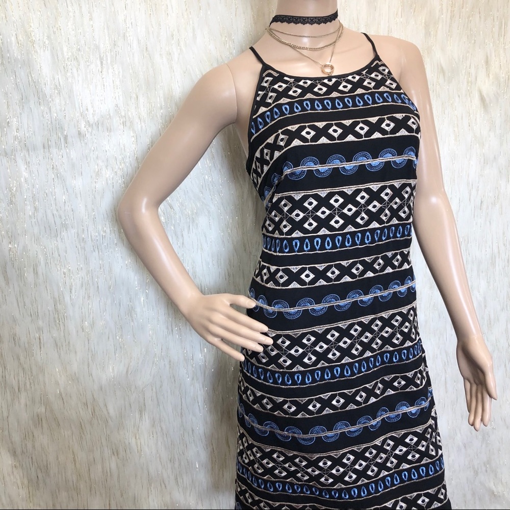 WHBM Black Embroidered Shift Dress